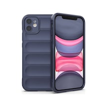 Apple iPhone Uyumlu 11 Kılıf Kamera Korumalı Esnek Silikon Parmak Şeritli Pazarplus Lacivert