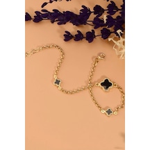 Çgk Çiğdem Gürel Kuyumculuk Siyah Yonca Altın Bileklik Çok Renkli