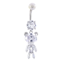 Ferizz 316l Çelik Ayıcık Model Zirkon Taşlı Piercing Prc-221 Beyaz