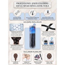 100'lü Kutu Set Ekstra Esnek Kopmaz Mini Perma Lastik Saç Tokası - 2 Farklı Seçenek Siyah