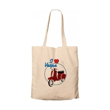 Vespa I Love Krem Kanvas Bez Çanta Krem