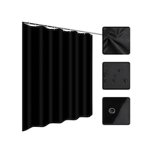 Vkemall Siyah Kalın涤纶 Banyo Perdesi - Su Geçirmez Ve Mantar Engellici, 120x180 Cm, 8 Adet Kanca İle Tamamlanmış, Özel Bölme Fonksiyonu Siyah