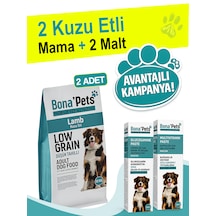 Bona Pets Premium 2'li Düşük Tahıllı Kuzu Etli Yetişkin Köpek Maması 12 Kg 2 Adet Malt