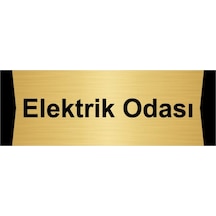 Elektrik Odası 10x20cm Altın Renk Metal Yönlendirme Levhası