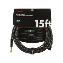 Fender Deluxe Series Instrument Cable Black Tweed Açılı - 4.5 Met