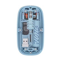 Şeffaf Ultra Hassas Kablosuz Şarjlı Mouse 9 Farklı Renk Dpı Ayarı 100 Saat Üzeri Şarj Süresi Mavi 001