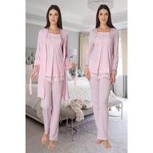 Effortt Lohusa Pijama Ve Sabahlık Takım 3044 Pembe