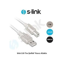 S-Link Sl-U2007 Usb2.0 7M Şeffaf Yazıcı Kablo