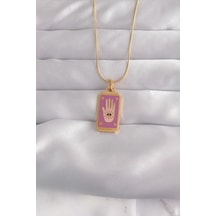 Dodes Dodes 316l Çelik Gold Renk Mor Mineli El Figür Tarot Kolye Tg27bko9034 Çok Renkli