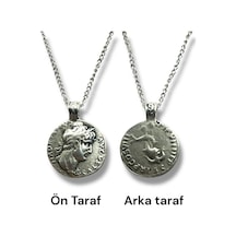Aelius Caesar Figürlü Roma Para Sikke Kolye - Çift Taraflı 1 Adet 60 Cm Zincirl Metal Kolye Çok renkli