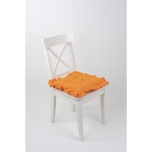 Fancy Fırfırlı Pofidik Turuncu Sandalye Minderi Bağcıklı 42x42cm Turuncu