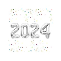 2024 Yılbaşı Süsleme Folo Balon Her Balon 40 Cm Gümüş