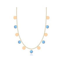 Diamond Line-Gülaylar - Sarı Altın 14 Ayar Firuze Taş Kolye N11.25119