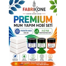 Premium Mum Yapım Hobi Seti - Parafin Wax 500 Gr - 3'lü Toz Mum Boyası Seti - Mavi, Yeşil, Turuncu Bkfabpw5003myt Karışık
