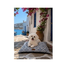 Kedi Ve Köpek Yer Minderi Üst Kalite Yıkanabilir Kılıflı Fermuarlı %100 Boncuk Elyaf Kaydırmaz Taban Kedi Ve Köpek Yatağı Lacivert - 878960268
