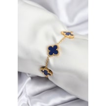 316l Çelik Zincir Gold Renk Lacivert Yonca Kadın Bileklik - Tj-bb7957 Altın - Çok Renkli