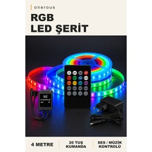 Onerous 4 M Rgb Led Şerit, Müzik Kontrollü, 20 Tuş Kumandalı