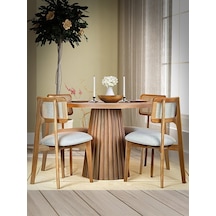 Ocean İskandinav Natural Ahşap Masa Sandalye Takımı 100x100 Natural