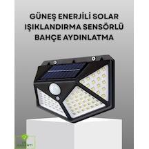 100 Led Solar Lamba Hareket Algılamalı Bahçe Duvar Dış Mekan Aydınlatma Çr