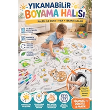 Su Geçirmez Yıkanabilir Boyama Halısı 100x140cm Tekrar Kullanılabilir Eğitici Çocuk Boyama Matı Oyun Örtüsü