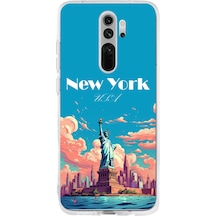 Redmi Note 8 Uyumlu Özgürlük Heykeli New York Baskılı Silikon Kılıf Renkli