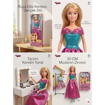 Pembe Ve Mavi Elbiseli Sarışın Bebek 30 Cm Model Oyuncak Bebek Model Bebek