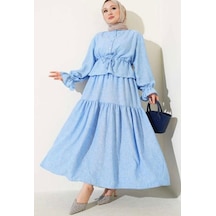 Lovie Moda Kadın Bel Büzgülü Takım Mavi