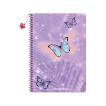 Keskin A4 Çizgili Charmlı Kelebek Defter - Mor Mor