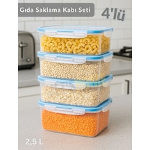 4'lü Vakumlu Saklama Kabı Seti Hava Almaz Bpa Free Kilitlenebilir Gıda Erzak Kabı 2.5 L Şeffaf