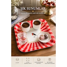 6 Lı Metal Sunum Tepsisi Seti 23 Cm Kırmızı Pembe Desenli Çay Kahve Servis Tepsisi Pembe - 914026626 Pembe