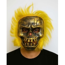 Wild Skull - Bakır Kafatası Sarı Saçlı İskelet Maske - Yqbx-717835 18