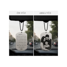 Çift Taraflı Ayetel Kürsi Araba Süsü, Kişiye Özel Fotoğraf Baskılı Dikiz Aynası Süsü