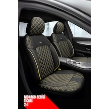 Dodge Se Nitro 2008-2010 Jeep - Ticari 2+1 Monaco Eviza Kumaş Deri Detaylı Oto Koltuk Kılıfı - Sarı Sarı