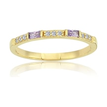 Taşlı Baget Amatist Altın Yüzük