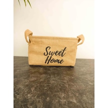 Bitki Tasarımı Sweet Home Jüt Hasır Ev Düzenleyici Mutfak Banyo Salon Sepeti Katlanır Sıvı Korumalı Orta