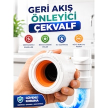 Ø50 Lavabo Gideri Çekvalfli Koku Ve Böcek Önleyici Adaptör Beyaz