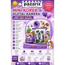 Çocuk Dijital Kamera Köpek Temalı Termal Yazıcılı 2.4 İnç Ekran Fotoğraf Video Selfie 3 Oyunlu Anında Baskı Makinesi Print Kamera Çift Kamera, Silikon Kılıf