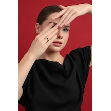 14 Ayar Modern Geometrik Altın Yüzük T14467 Renkli