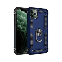 Apple iPhone Uyumlu - 11 Pro Max Kılıf Sofya Yüzüklü Silikon Kapak - Lacivert