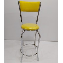 Sandalye Bar Tipi Yüksek Model Sarı 4 Adet Metal Çelik Nikelaj Su