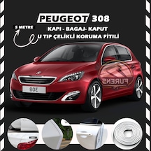 Peugeot 308 Oto Araç Kapı Koruma Fitili 5metre Parlak Beyaz Renk