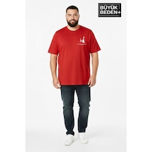 Superlife Erkek Büyük Beden Yelken Baskılı 3xl-6xl Bisiklet Yaka Tshırt Spr26bts510-11 Kırmızı