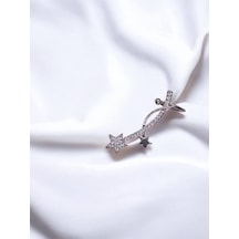 Yıldız Desenli Silver Earcuff Küpe Gümüş