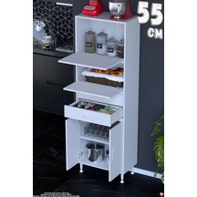 Nexa 55 Cm 2 Çekmece 4 Kapaklı Çok Amaçlı Mutfak, Bakliyat Ve Kahve Köşesi Banyo Dolabı 55x181x32 Cm Beyaz