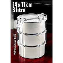Zhltools Sefer Tası Yemek Kabı Paslanmaz Çelik 3 Katlı 14 Cm 3 Litre Gümüş