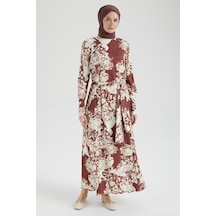 Armine Trend Arkadan Fermuarlı Kolları Düğmeli Elbise-bordo 25yt923 Bordo