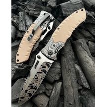 Browning Serisi Damascus İşlemeli 20 Cm Kamp Outdoor Çakı Çok Renkli