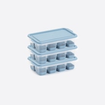 3 Lü Set Mini Kapaklı Silikon Buzluk Mavi Renk