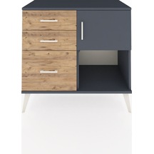 Hyperion Şifonyer Tek Raflı 3 Çekmeceli Tek Kapaklı 88x44x80 Antrasit-antrasit/çam Antrasit/çam