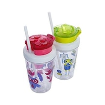 Snack Atiştirmalik Tritan Bardak 350 Ml, Pembe Açık Beyaz
